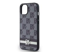 Coque pour iPhone 13 Elégante avec Motifs à Carreaux et à Rayures Noir