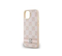 Coque pour iPhone 13 Elégante avec Motifs à Carreaux et à Rayures Rose
