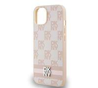 Coque pour iPhone 13 Élégante avec Motifs à Carreaux et à Rayures Rose