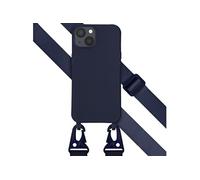 Selencia Coque silicone avec cordon amovible pour Apple iPhone 13 - Bleu foncé