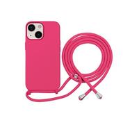 Coque pour iPhone 13 en TPU Premium Color Lace avec Cordon Tour de Cou Fuchsia