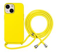 Coque pour iPhone 13 en TPU Premium Color Lace avec Cordon Tour de Cou Jaune