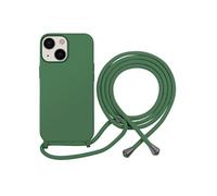 Coque pour iPhone 13 en TPU Premium Color Lace avec Cordon Tour de Cou Kaki