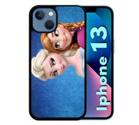 Coque Pour Iphone 13 - Frozen Reine Des Neiges Anna Vs Elsa - Silicone - Noir
