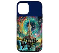 Coque pour iPhone 13 I Love Paris, Iconic Paris Skyline Painting Graphic Design