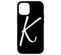 Coque pour iPhone 13 Lettre K Étui de téléphone noir calligraphie monogramme initiale K