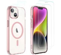 Coque pour iPhone 13 - MASSILIA TECH - Transparente - 2 vitres en verre trempé - Rose