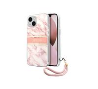 Coque pour iPhone 13 Mini Bords Surélevés avec Lanière Amovible Rose