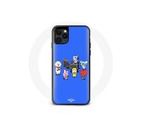 Coque pour Iphone 13 Mini BTS BT21 Tata Chimmy Cooky Rj Koya Shooky Et Mang Jouent De la musique Fond Bleu