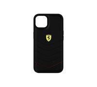 Coque Pour iPhone 13 Mini de en cuir véritable avec logo Ferrari au dos Noir