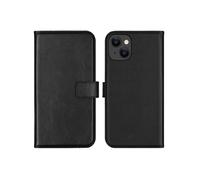 Coque pour iPhone 13 Noir Etui de téléphone portefeuille en cuir véritable