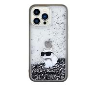 KARL LAGERFELD KLHCP13LLKCNSK Coque pour iPhone 13 Pro / 13 6,1 pouces Coque rigide transparente Liquide Paillettes Choupette