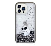 KARL LAGERFELD KLHCP13LLKCNSK Coque pour iPhone 13 Pro / 13 6,1 pouces Coque rigide transparente Liquide Paillettes Choupette
