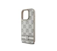 Coque pour iPhone 13 Pro Élégante avec Motifs à Carreaux et à Rayures Beige