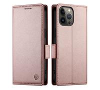 Coque pour iPhone 13 Pro Max 6.7"", Housse Etui en Cuir PU Portefeuille [Antichoc] [Magnétique] [Fentes de Carte] [Stand] (Or rose)