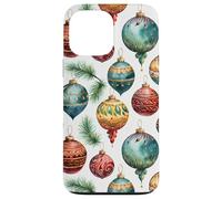 Coque pour iPhone 13 Pro Max Aesthetic Xmas Pattern Girls Colorful Christmas Tree Balls
