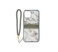 Coque Apple iPhone 13 Pro Max avec Dragonne Motif marbre Guess - Blanc