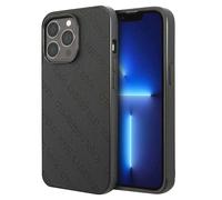 Coque pour iPhone 13 Pro Max Cuir Perforé Antichoc Noir