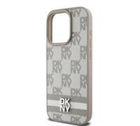 Coque pour iPhone 13 Pro Max Élégante avec Motifs à Carreaux et à Rayures Beige