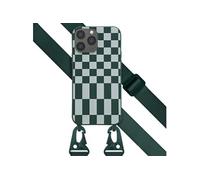 Selencia Etui design en silicone avec cordon détachable pour iPhone 13 Pro Max - Irregular Check Green