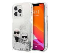 Coque pour iPhone 13 Pro Max Karl et Choupette Pailletée Brillant Argent
