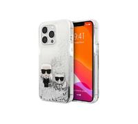 Coque pour iPhone 13 Pro Max Karl et Choupette Pailletée Brillant Argent