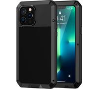 Coque pour iPhone 13 Pro Max, [M¿¿tal et Rigide] [Antichoc] Militaire avec du Verre tremp¿¿ Integrale Indestructible Chantier Antipoussi¿¿re Etui [Compatible Charge sans Fil] - Noir