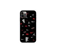 Coque pour Iphone 13 pro max nike jordan blanc rouge fond noir