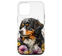 Coque pour iPhone 14 Berger australien - Fleurs noires et marron