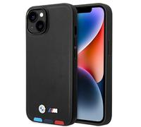 Coque Pour IPhone 14 BMW En Cuir Tricolore Noir Compatible Magsafe