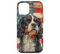 Coque pour iPhone 14 Cavalier King Charles Spaniel Drapeau Amérique Graphique