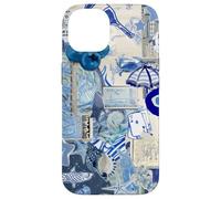 Coque pour iPhone 14 Collage d’été Bleu Méditerranée Vacances Scrapbook