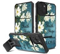 Coque pour iPhone 14, coque d'appareil photo cachée et coque de téléphone pliable avec béquille pour iPhone 14, anti-rayures, antichoc - coque de protection intégrale pour femmes et filles, bible à