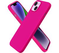 Coque pour iPhone 14, Coque en Silicone Liquide (pour iPhone 14)(6,1""), ?tui iPhone 14 Fine, Housse iPhone 14 Antichoc - Rose Fluo