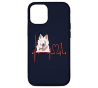 Coque pour iPhone 14 EKG du rythme cardiaque pour chien Berger Blanc Suisse Mes chiens sont mon cardio