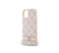 Coque pour iPhone 14 Élégante avec Motifs à Carreaux et à Rayures DKNY Rose