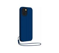Coque pour iPhone 14 en Silicone avec dragonne assortie Bleu marine