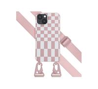 Coque pour iPhone 14 en silicone Irregular Check Sand Pink