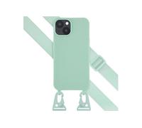 Selencia Coque silicone avec cordon amovible pour iPhone 14 - Turquoise