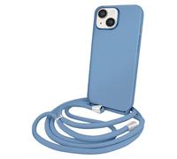 Coque pour iPhone 14 en TPU Premium Color Lace avec Cordon Tour de Cou Bleu