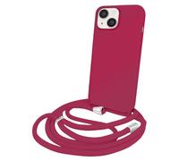 Coque pour iPhone 14 en TPU Premium Color Lace avec Cordon Tour de Cou Bordeaux