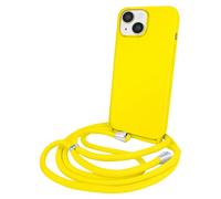 Coque pour iPhone 14 en TPU Premium Color Lace avec Cordon Tour de Cou Jaune