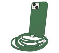 Coque pour iPhone 14 en TPU Premium Color Lace avec Cordon Tour de Cou Kaki