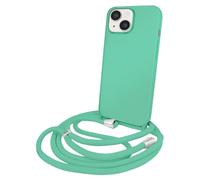 Coque pour iPhone 14 en TPU Premium Color Lace avec Cordon Tour de Cou Turquoise