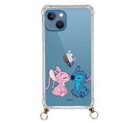 Coque pour iPhone 14 officielle Lilo & Stitch Beso Transparente avec pendentif pour protéger votre mobile. Choisissez le type de coque qui vous plaît le plus avec licence officielle Disney