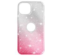 Coque pour iPhone 14 Paillette Glitter Silicone Semi rigide et Blanc / Rose