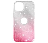 Coque pour iPhone 14 Paillette Glitter Silicone Semi rigide et Blanc / Rose