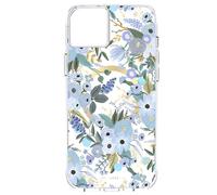 Coque pour iPhone 14 Plus avec Motif Floral Garden Party Antibactérienne, Bleu