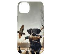 Coque pour iPhone 14 Plus Canard Chasse Chien Chasseur Labrador Noir