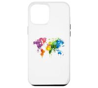 Coque pour iPhone 14 Plus Carte du monde colorée rétro, cadeau graphique cool, amour